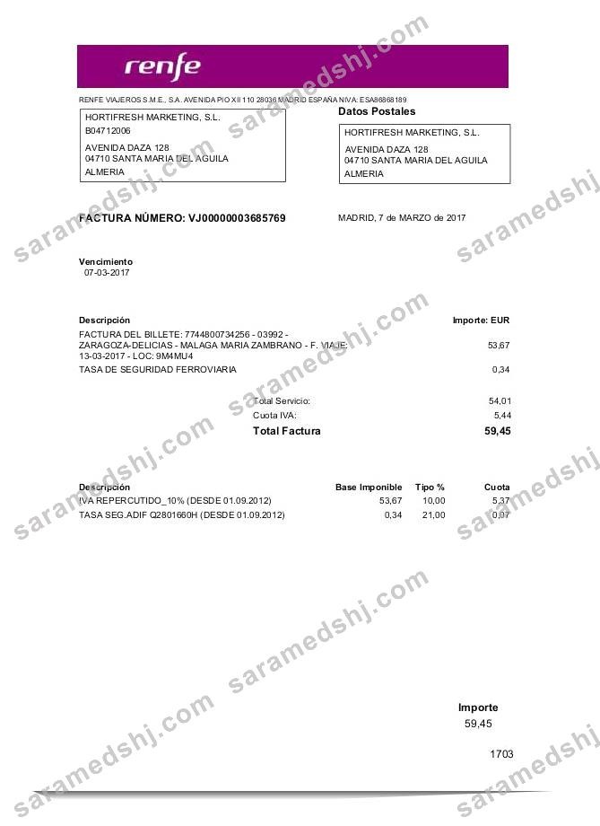 Latvia Renfe utility bill template in Word and PDF format